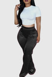 Satin Flare Pants Black