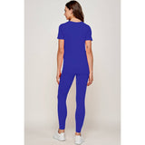 ROUND NECK SHORT SLEEVE TOP AND FULL LEGGINGS SET