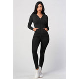 FALL LONG SLEEVE ZIPUP HOODIE JACKET AND LEGGINGS SET