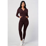 FALL LONG SLEEVE ZIPUP HOODIE JACKET AND LEGGINGS SET